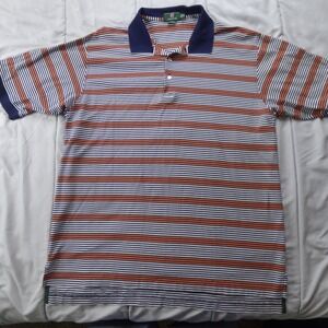 Andrew Carrington Legend Golf Polo XL Orange Striped Pima Cotton Golfer Golf